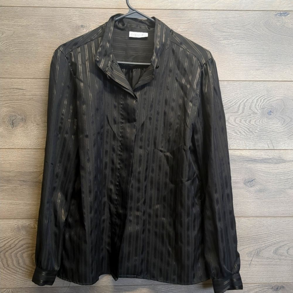 Copycats Striped Business Casual Long Sleeve Top Women's Plus Size 14